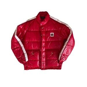 Vtg 80s International Harvester Puffer Jacket Red Swingster Deadstock L Gorpcore